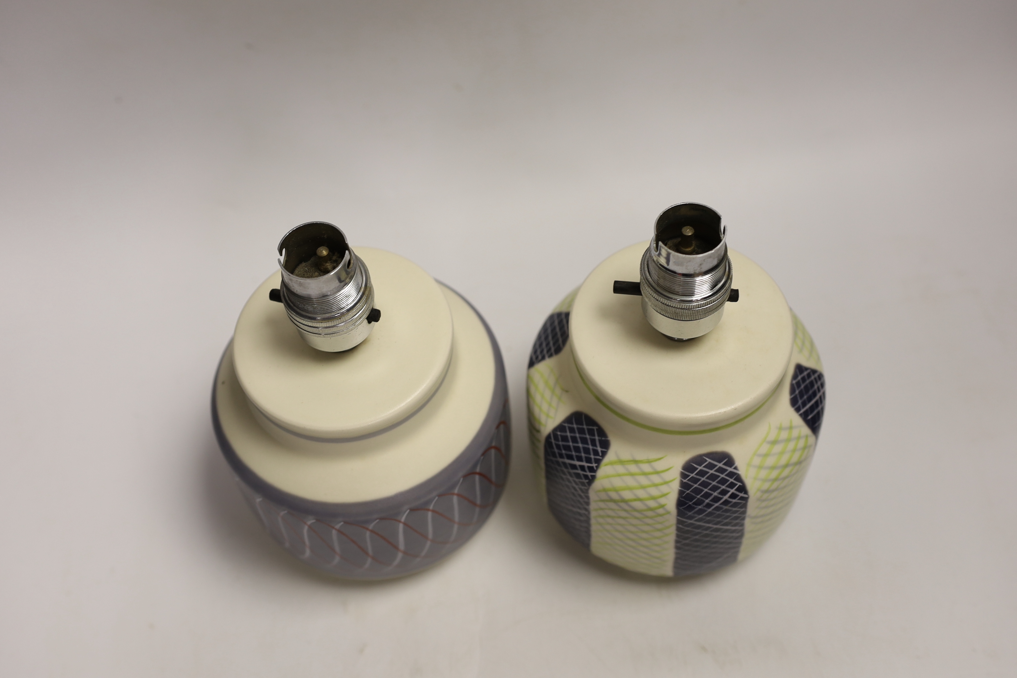 Two Poole pottery lamps, one in Freeform design, 17cm
